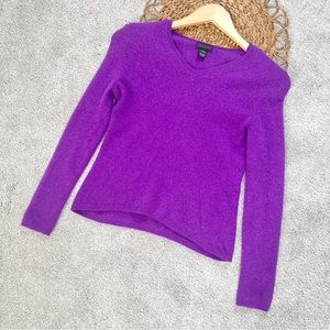 Only Mine 100% Cashmere V-Neck Long Sleeve Sweater Purple Cozy Soft Size L
